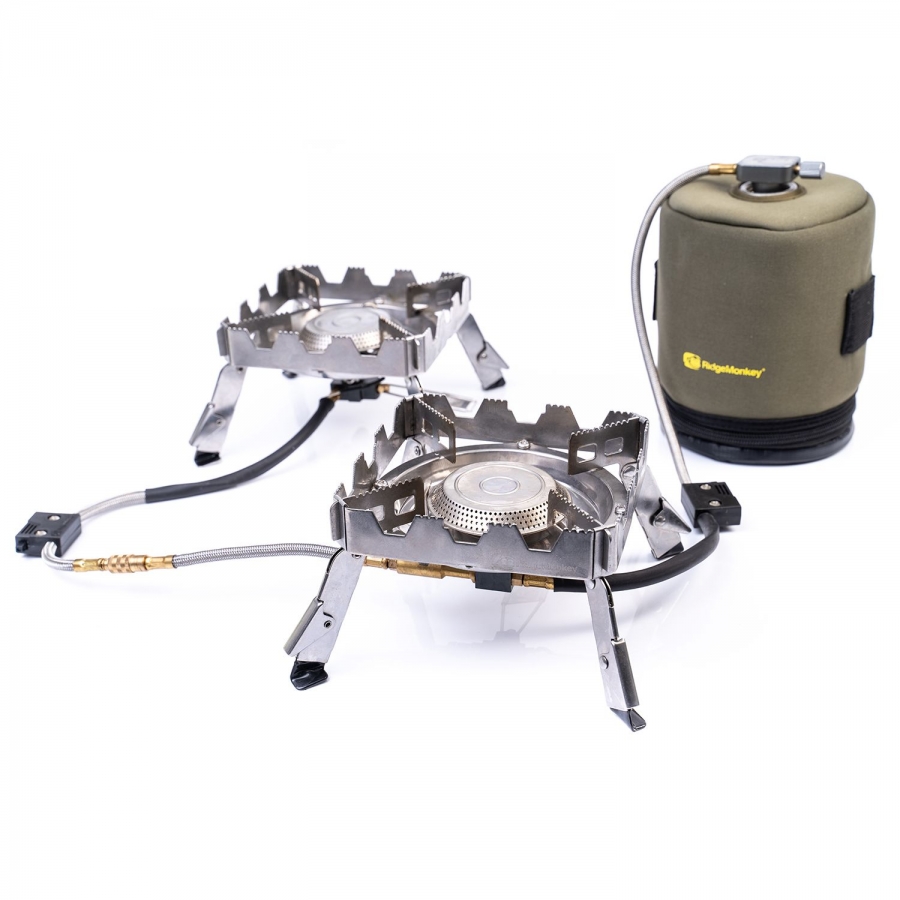 RIDGEMONKEY QUAD STOVE PRO MINI FULL KIT KETTLES AND COOKWARE AND